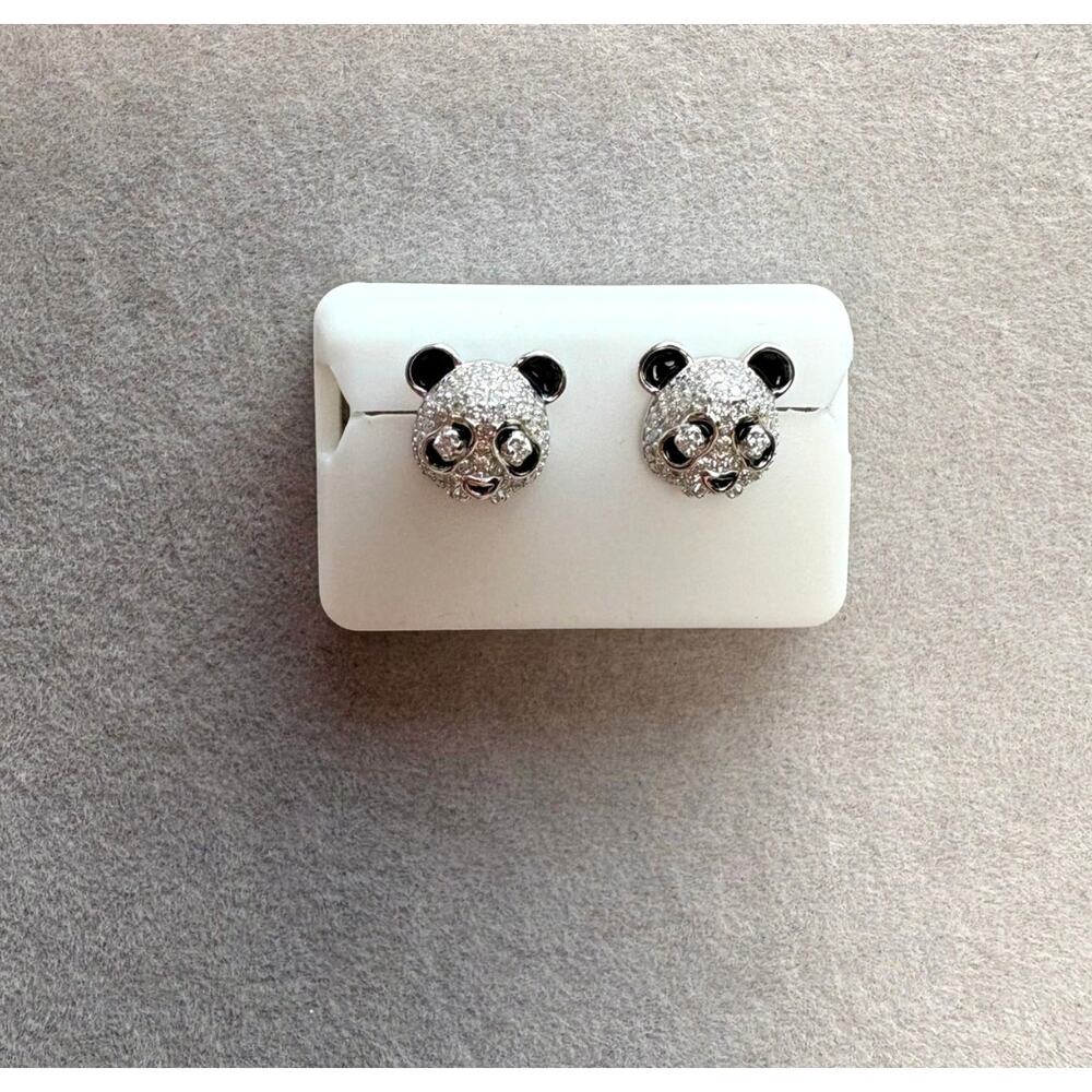 NWT 1.5CTW Moissanite Panda Sterling Silver Earrings